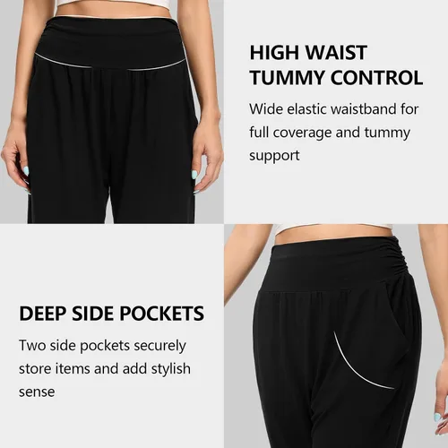 Vista 3 de Annenmy Pantalones deportivos de yoga de cintura alta para mujer con bolsillos, cómodos, ligeros, sueltos, para entrenamiento, elásticos, para mujer