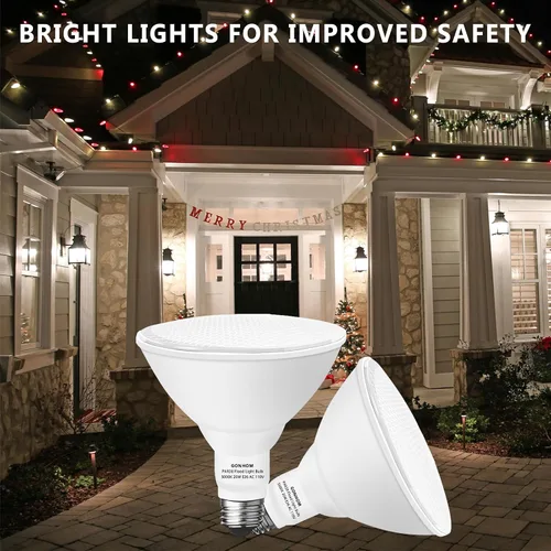 Vista 7 de Gonhom Par38 Bombillas LED de luz de inundación del atardecer al amanecer para exteriores, 20 W de reemplazo de hasta 200 W, 1800 lúmenes, base E26