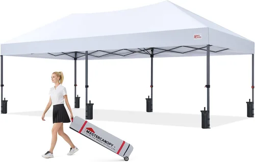Vista 24 de MASTERCANOPY Tienda de campaña desplegable duradera de 8 x 8 con bolsa Blanco