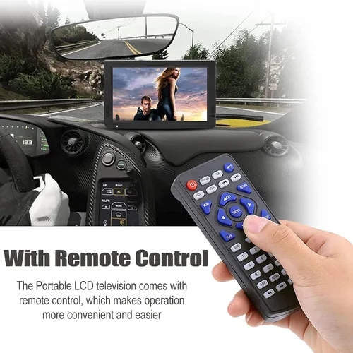Vista 6 de Yoidesu Monitor LCD de TV portátil, 7 pulgadas 1080P recargable para automóvil TV digital con sintonizador ATSC, entrada AV, radio FM, SD, MMC, USB