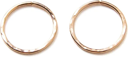 Vista 12 de Pequeños aros chapados en oro rosa martillado, mini aretes de aro, aretes de aro Huggie