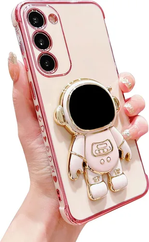 Vista 54 de phylla para Samsung Galaxy A12 Funda de Teléfono con Soporte Oculto de Astronauta Chapado en Oro de Lujo Lindo Astronauta Lateral Lindo