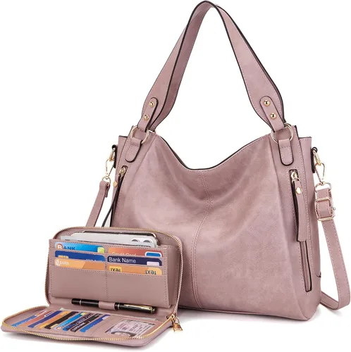 Vista 14 de Juego de 2 bolsos de mano para mujer, bolsos de hombro y cartera para mujer Negro