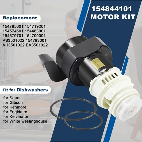 Vista 2 de 154844101 Motor Kit/154844101 Motor de bomba de circulación para lavavajillas con juntas tóricas para lavavajillas Frigidaire, reemplazar 154483001