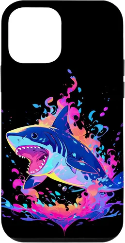 Vista 16 de iPhone 16 Colorful Shark, Spirit Animal, Multicolor Art, Case