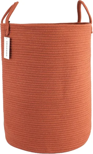 Vista 17 de XUANGUO Cesta de cuerda de algodón negro para ropa sucia, cesta de almacenamiento tejida para sala de estar, dormitorio, cesta de cuerda alta