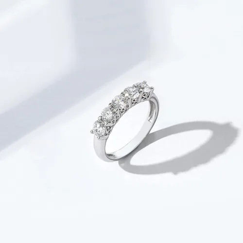 Vista 6 de Tienda Collection Sterling Silver Five-Stone Ring set with Round Cut Infinite Elements Cubic Zirconia