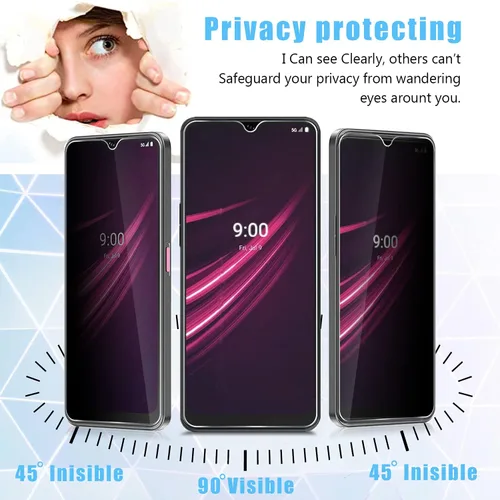 Vista 2 de Moonshield MOOISVS - Protector de pantalla de vidrio templado para T-Mobile RevVL V+/ V PLUS 5G 2021, transparente, HD, antiespía, resistente a