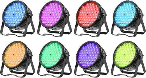 Vista 12 de BETOPPER Luces de escenario para fiestas, 54x3W LED Par Light RGB, DMX DJ luces activadas por sonido, iluminación estroboscópica para fiesta, boda