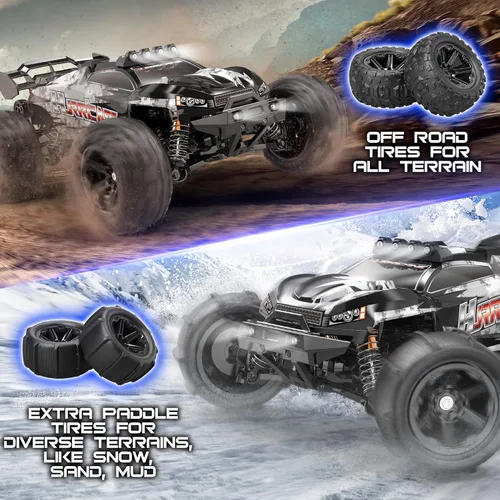 Vista 3 de X-TMAGA Vehículos RC Todo Terreno a Escala 1:14 para Adultos y Niños (HS14323), Máxima Velocidad de 40+ KPH, Camión RC Todo Terreno 4WD para Nieve