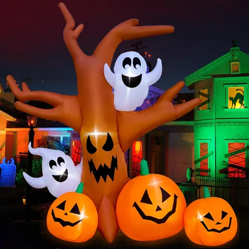 Vista 3 de Seasonblow - Inflable de árbol muerto, de 8 pies, para Halloween con fantasmas y calabazas, decoración, para césped, patio, interior, exterior
