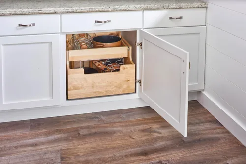 Vista 11 de Rev-A-Shelf Organizador extraíble de utensilios de cocina con base de madera con cierre suave