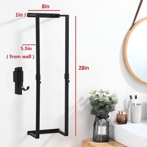Vista 4 de MANYHORSES Toallero montado en la pared, toalleros para baño, almacenamiento de toallas de baño, organizador de toallas de baño de metal para pared