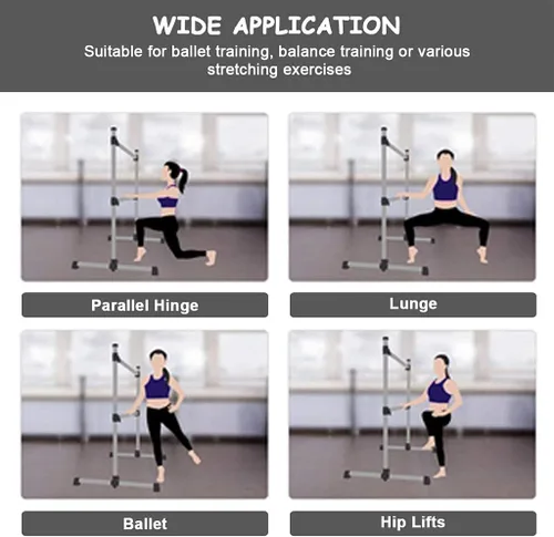 Vista 3 de Equipo de ballet portátil de 4 pies para niños y adultos, altura ajustable, doble barra de ballet, esterilla de entrenamiento para el hogar