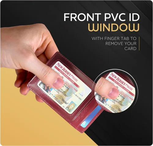 Vista 39 de Billetera de cuero con clip para dinero, bolsillo frontal delgado, bloqueo RFID con imán súper fuerte