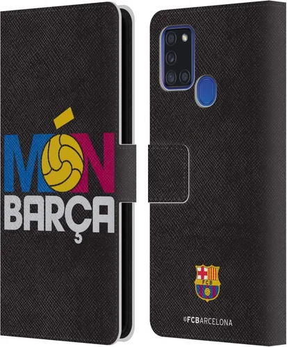 Vista 8 de Head Case Designs Funda de piel con diseño de pelota oficial del FC Barcelona Campions para Samsung Galaxy A21s (2020)