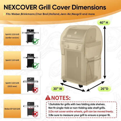 Vista 2 de NEXCOVER - Funda de parrilla, cubierta impermeable de 30 pulgadas, funda de parrilla de gas de 600D, resistente a los desgarros, a la decoloración