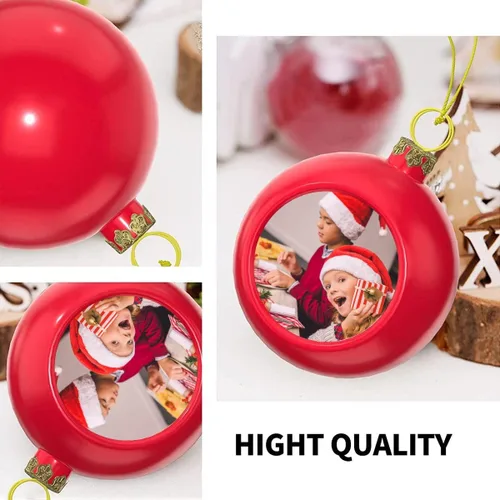 Vista 6 de Adornos de bolas de Navidad, bola de árbol de Navidad personalizada, adornos para colgar fotos, inastillables, colgantes personalizados, regalo