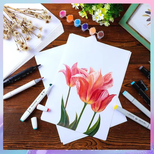 Vista 6 de Fulmoon 150 hojas de papel marcador a prueba de sangrado para marcador de alcohol, almohadilla de papel de dibujo para niños, artistas, estudiantes