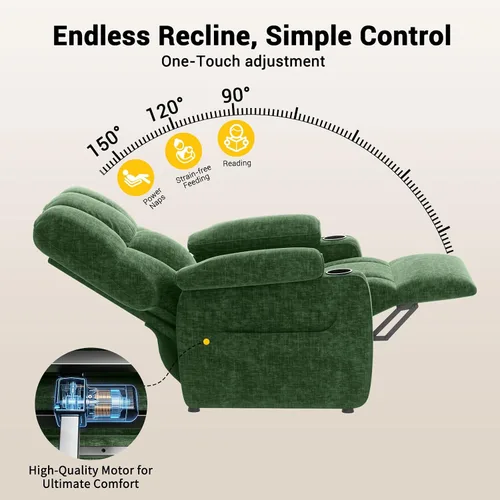 Vista 3 de Amada - Silla reclinable eléctrica sincronizada para adultos Verde
