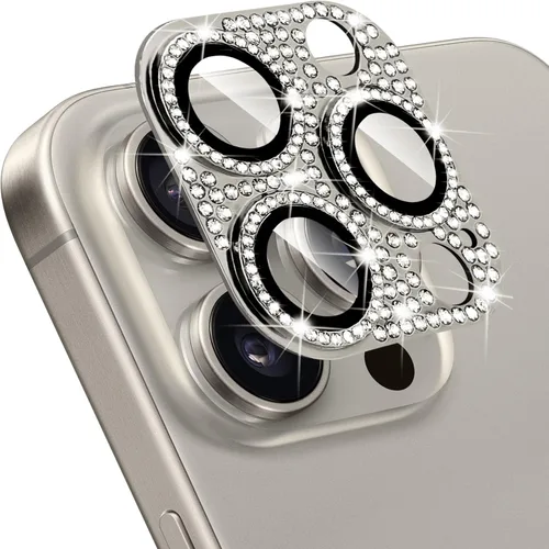 Vista 65 de Protector de lente de cámara para iPhone 13 & iPhone 13 Mini, brillante con diamantes de imitación 3D con purpurina, cubierta de cámara de vidrio