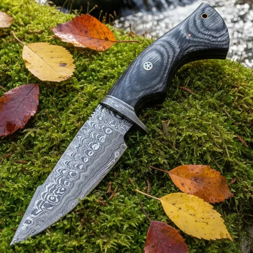 Vista 12 de PAL 2000 KNIVES Cuchillo de caza hecho a mano de acero de Damasco de 10 pulgadas - Mango de madera con funda 2060
