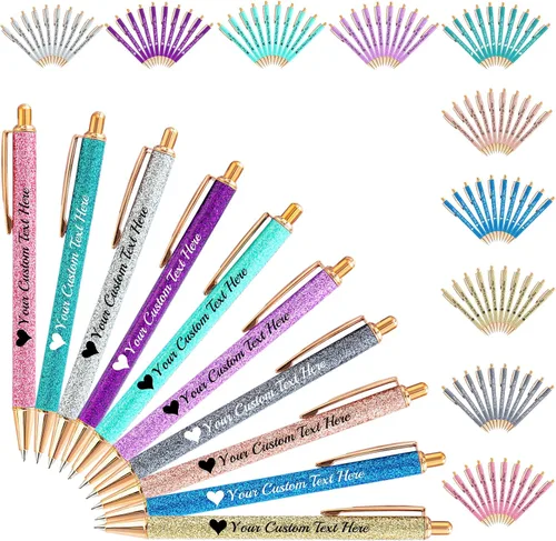Vista 11 de Bolígrafo personalizado, 1 unidad, bolígrafo personalizado con logotipo de mensaje de nombre comercial impreso, carcasa de metal brillante de tinta