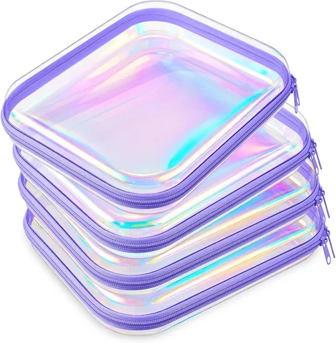 Vista 33 de Hoolerry 4 piezas de estuches rígidos transparentes con cremallera, bolsas de maquillaje, estuche de plástico para lápices, contenedores de caja