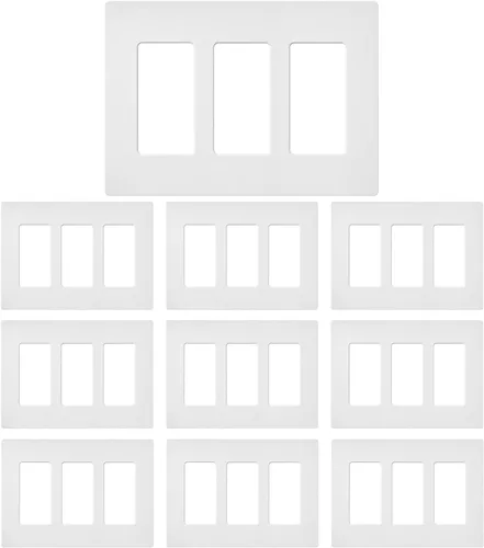 Vista 8 de Paquete de 10 cubiertas de placa de pared de una sola banda, marco rectangular de una sola banda para interruptores, tomas de corriente