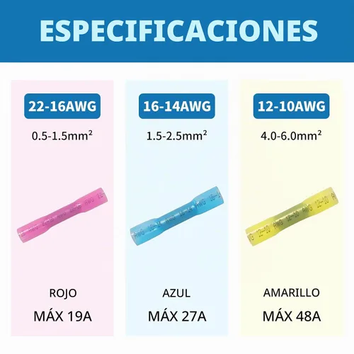 Vista 2 de Conectores de Empalme Termorretráctiles, 200 Piezas 12-10 AWG Amarillos Conectores de Cable Eléctrico Impermeables Grado Marino Automotriz