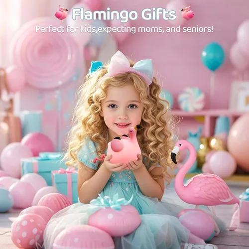 Vista 5 de FAMIDUO Luz Nocturna de Flamenco para Niños, Regalo Rosa de Flamenco, Lámpara de Animal de Silicona LED Apretujable, Luz Nocturna de Guardería