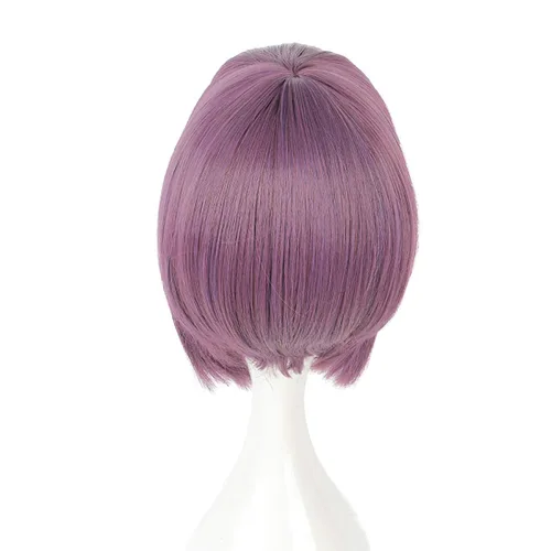 Vista 6 de Anime Ghost In The Shell Kusanagi Motoko Cosplay peluca de pelo corto recto mujeres mezcla púrpura Headwear pelucas de pelo sintético REYHS