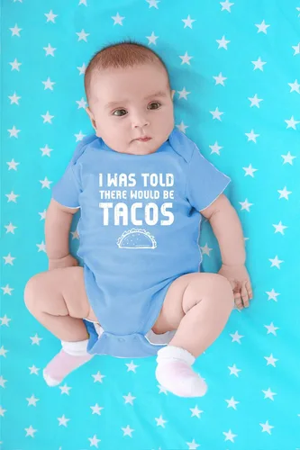Vista 20 de CBTwear Body de bebé con texto en inglés "I Was Told There Would Be Tacos" - Lindo mameluco de humor unisex para recién nacidos