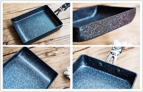 Vista 6 de LI-GELISI Tamagoyaki - Sartén japonesa para tortilla, revestimiento antiadherente anodizado duro, acero al carbono, 12.6 x 5.2 x 1.8 pulgadas, Negro