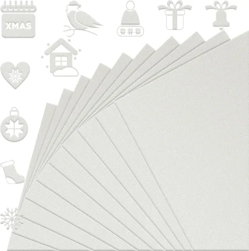 Vista 18 de FEILIBAY 20 hojas de papel de cartulina negra con purpurina, tamaño A4, para manualidades, decoraciones de cumpleaños y bodas, caja de regalo