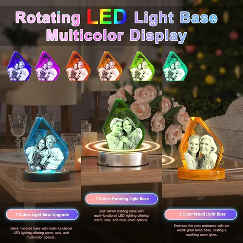 Vista 4 de Foto de cristal 3D personalizada, regalos del día de la madre para mamá, regalos de fotos personalizados para ella, él, papá, mujeres, hombres