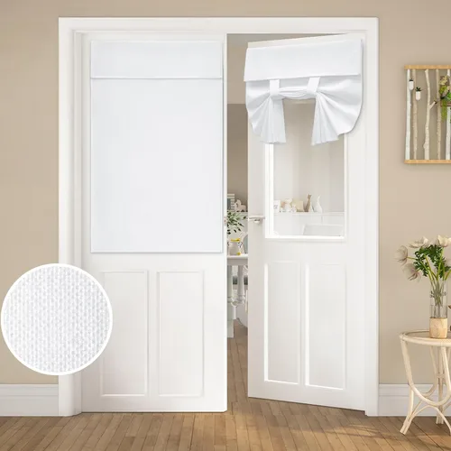 Vista 26 de HOMEIDEAS Cortinas opacas de lino con luz lateral para puerta delantera, cortinas de ventana de puerta lateral, ventana pequeña, decoración moderna