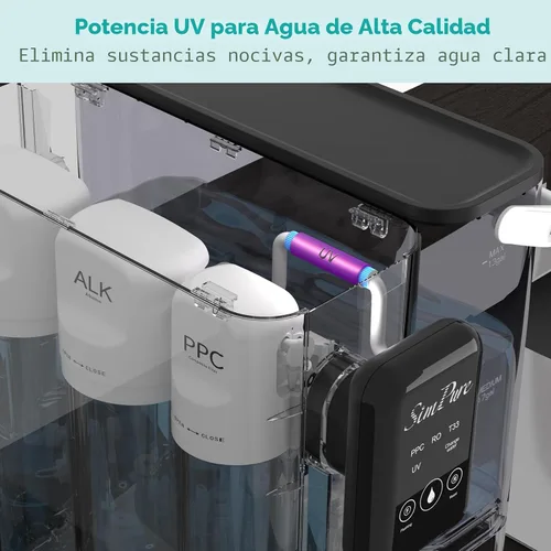 Vista 8 de SimPure Y9A UV Filtro de agua de ósmosis inversa de sobremesa, remineralización alcalina 300 GPD de 6 etapas de purificación, sistema de filtración