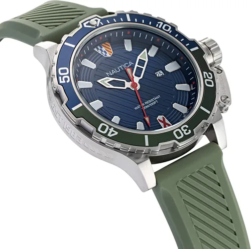 Vista 2 de Nautica NAPGLS113 Glenrock Lagoon Reloj de silicona grisazulverde para hombre, Verde