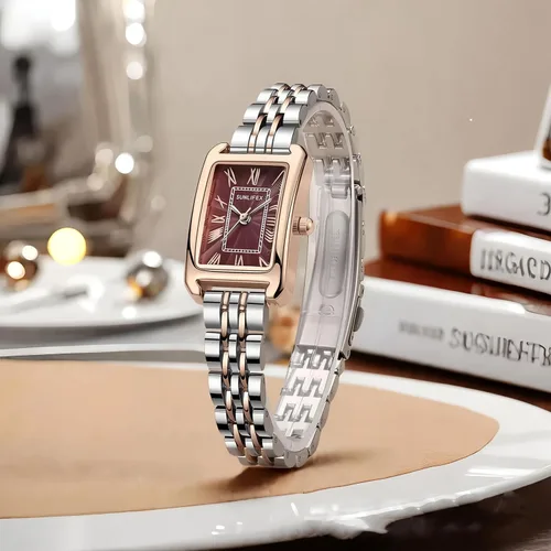 Vista 2 de Watches for Women Vintage Bracelet Roman Dial Rectangular Case Silver Watch Waterproof