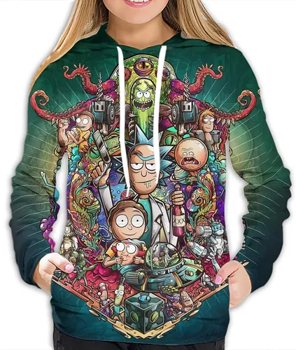 Vista 4 de Sudadera con capucha casual de manga larga con estampado de dibujos animados para hombre y mujer