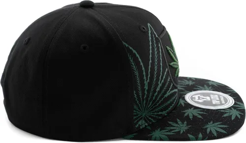 Vista 6 de Gorra de béisbol bordada con diseño de hojas de marihuana y cannabis