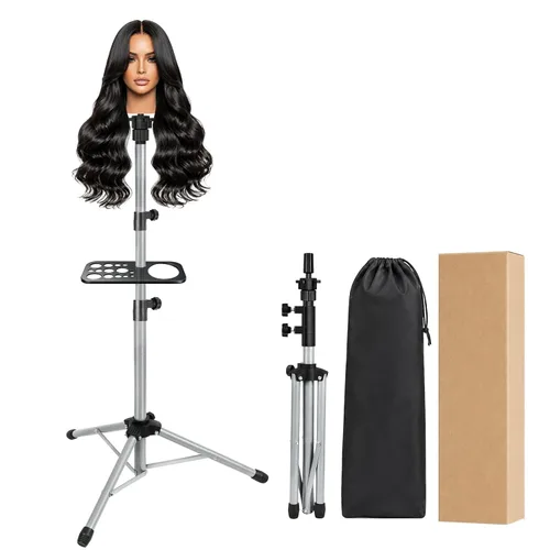 Vista 16 de AliLeader Soporte de cabeza de peluca de 25 pulgadas, soporte de cabeza de maniquí ajustable, trípode con cabeza ajustable, soporte de trípode