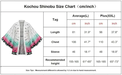 Vista 4 de Shinobu Haori Kimono Cosplay Costume - MIAQIWUYU Anime Kochou Shinobu Kimono Haori Role Cloak Cardigan Headdress Earring