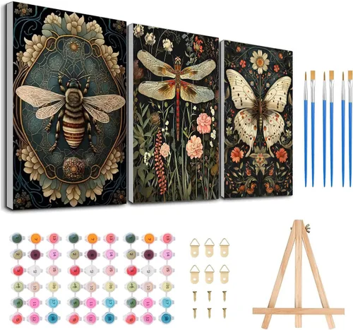 Vista 19 de Meothan Kits de pintura por números para adultos enmarcados, pintura de otoño por números para adultos principiantes, kits de pintura de calabaza