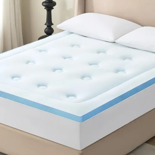 Vista 22 de Hansleep - Cubrecolchón de espuma viscoelástica tamaño individual Viscose Derived from Bamboo, Twin Size Mattress Pad Cover for Back Pain Relief