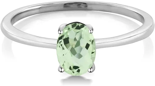 Vista 23 de Gem Stone King Anillo de compromiso solitario con piedra preciosa de oro blanco de 10 quilates, ovalado, 0.27 x 0.19 pulgadas, anillo de promesa