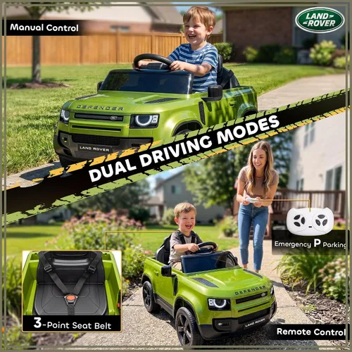 Vista 6 de Qaba 12V Ride on Car con licencia Land Rover Defender Kids Electric Car