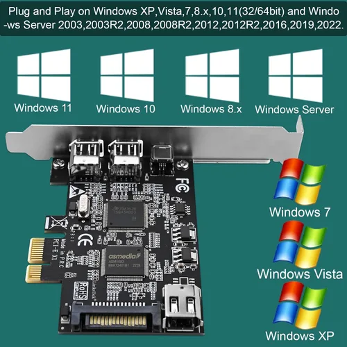 Vista 4 de Tarjeta PCIE 1394A Firewire 400 de 4 puertos para Windows OS y PC MAC OS, TI TSB43AB23, 3 x 6 pines y 1 interfaz 1394A de 4 pines, con cables de 4