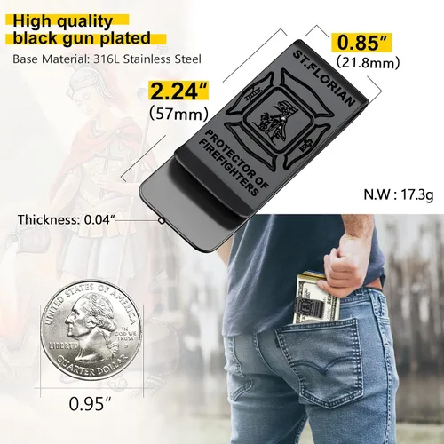 Vista 6 de ChainsProMax Clip de dinero para hombre, nombre personalizado de regalo de cruz de AhknSan Miguel de San CristóbalSan FlorianCaballeros